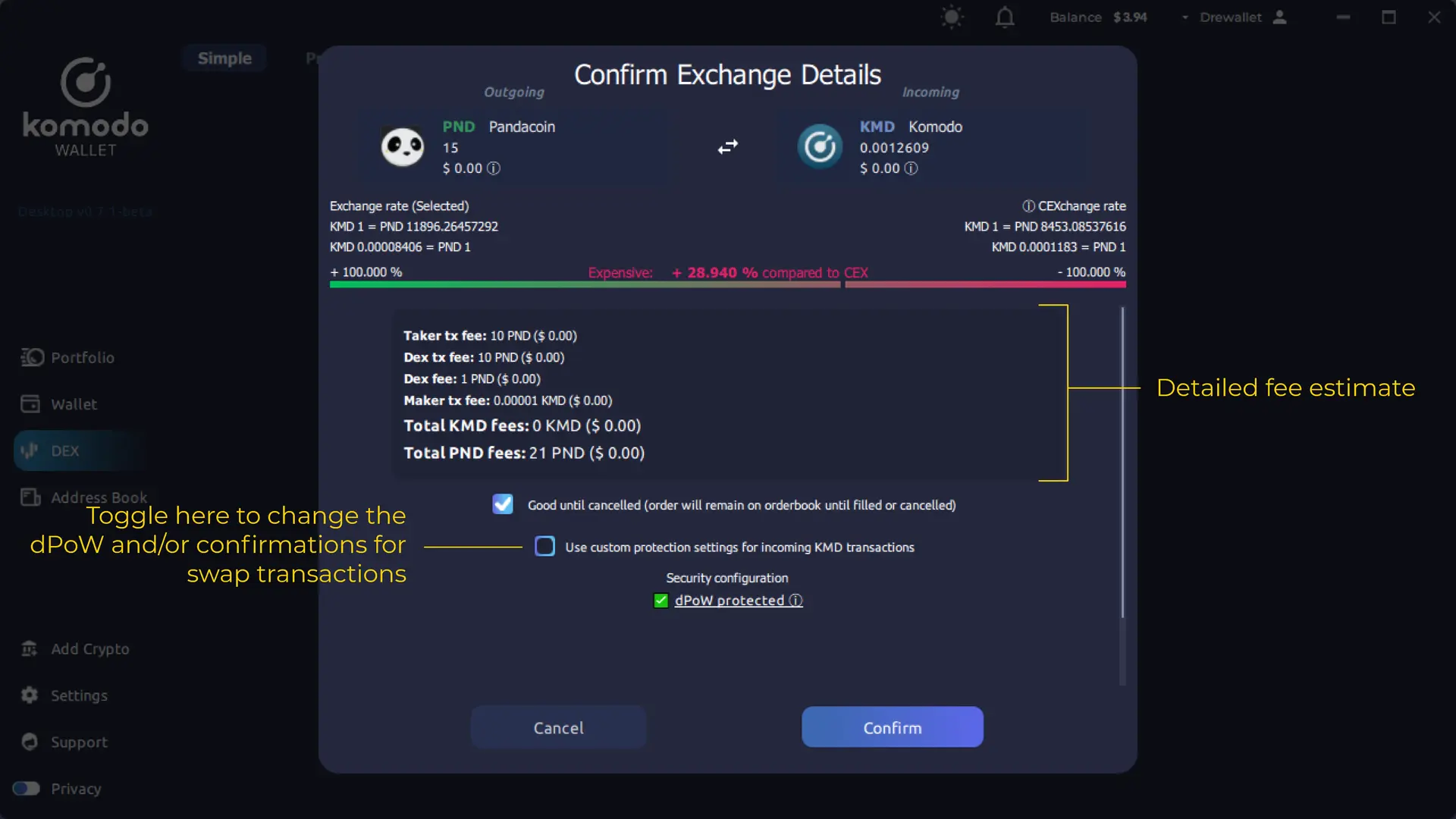 Simple View Trading on Komodo Wallet Desktop